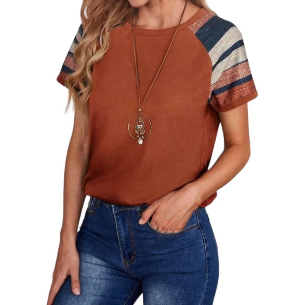 NWOT Striped Print Raglan Sleeve Top